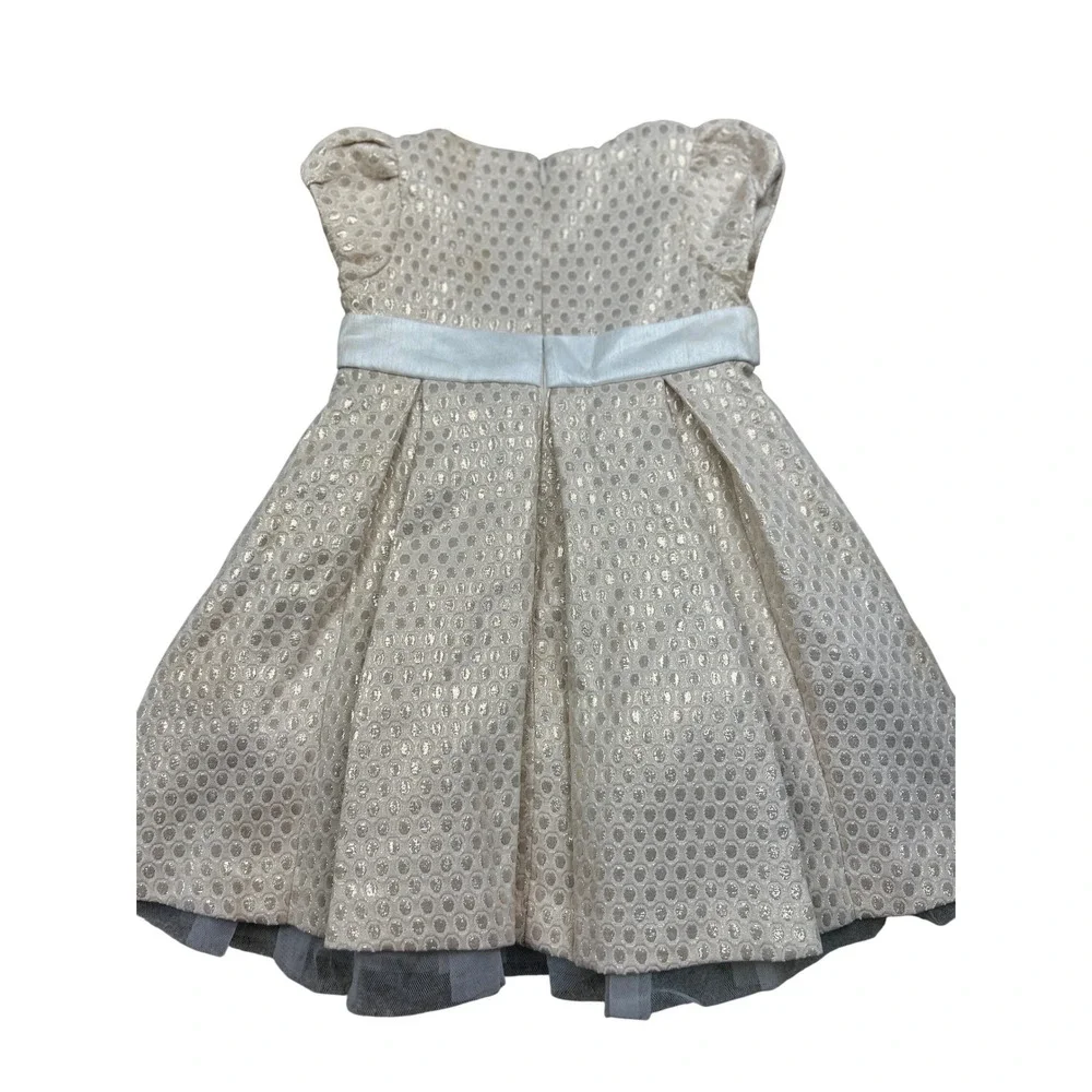 Gymboree Dress 18-24 Months Gold Metallic Jacquard Bow Party Holiday Formal